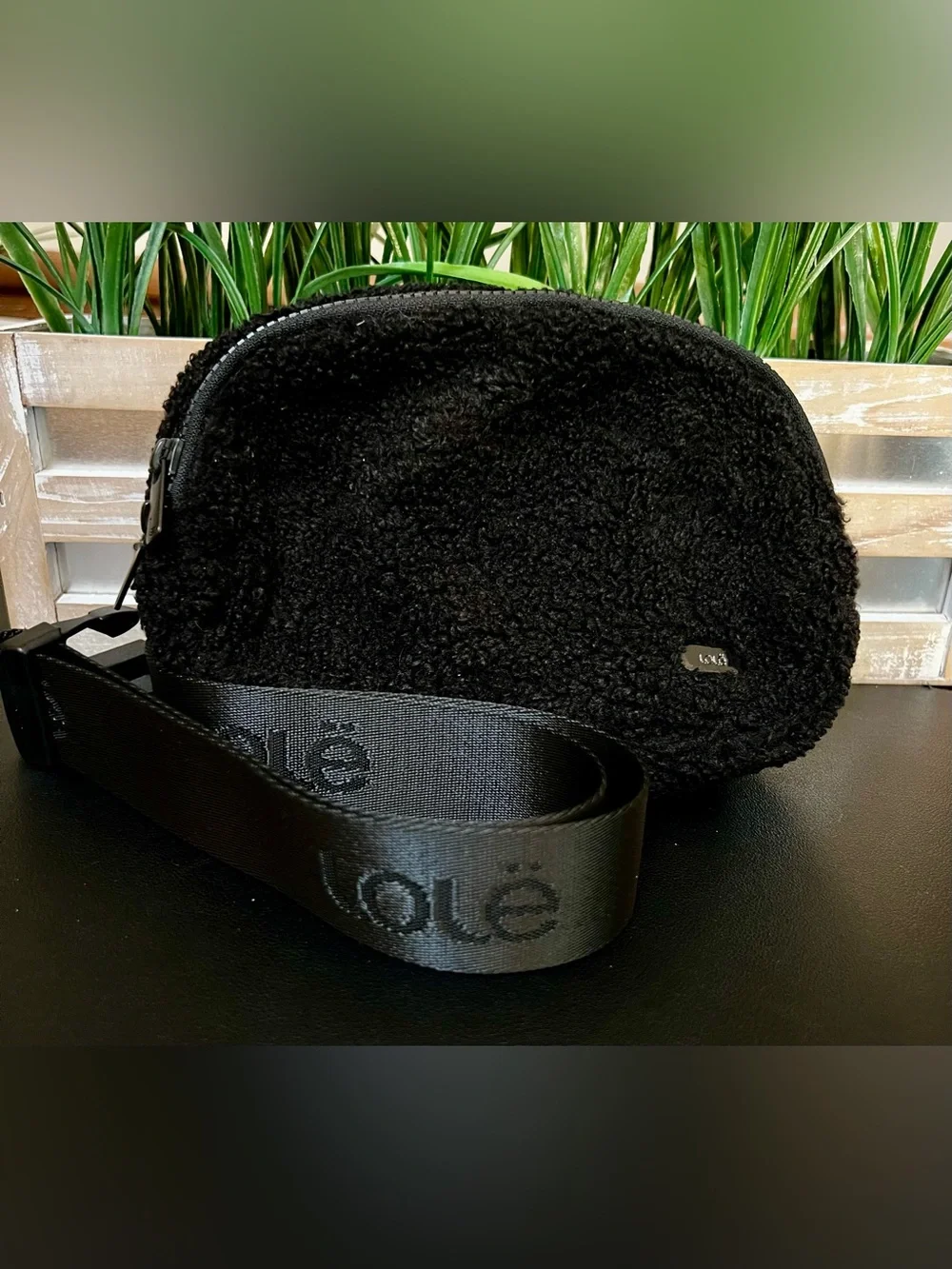 LOLE Black Sherpa Fleece Belt & Crossbody Bag